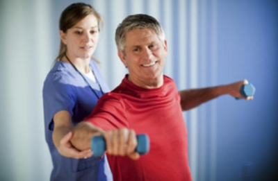 man exercising with a coach